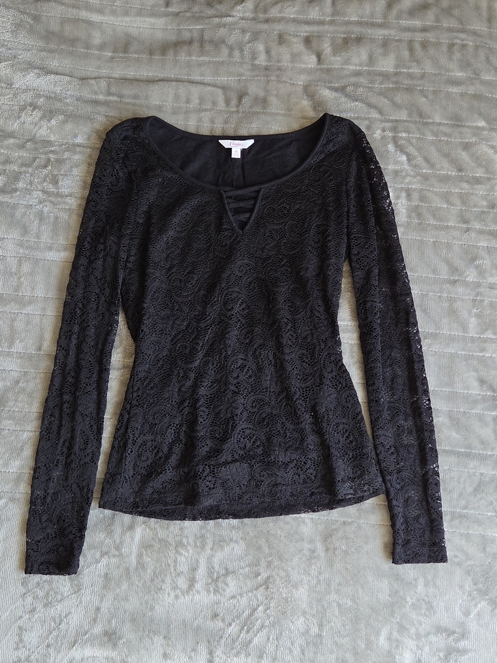 Black Lace Long Sleeve Going Out Top